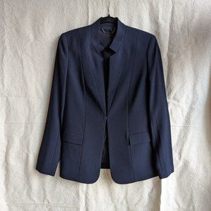 Elie Tahari Architectural Navy Blue Blazer Hook and Eye